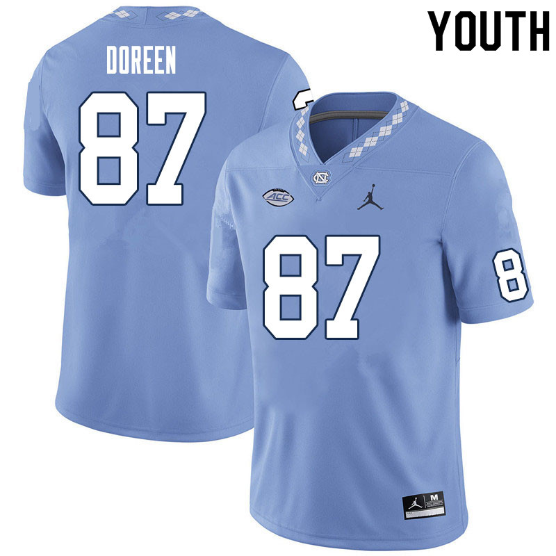 Youth #87 Colby Doreen North Carolina Tar Heels College Football Jerseys Sale-Carolina Blue